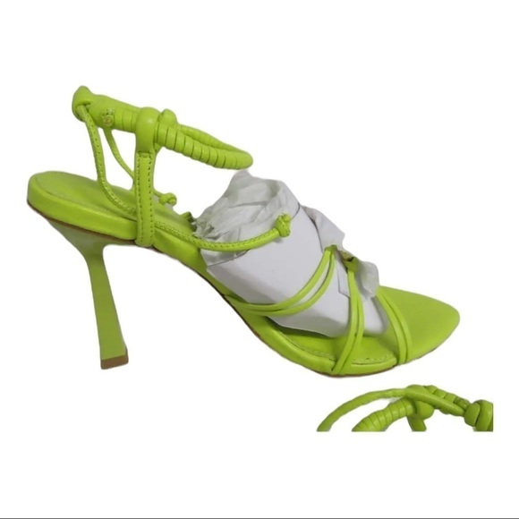 NIB AJE Mirage Leather Strappy Heel Sandal Size 7/37 Citrus Green - Picture 10 of 10